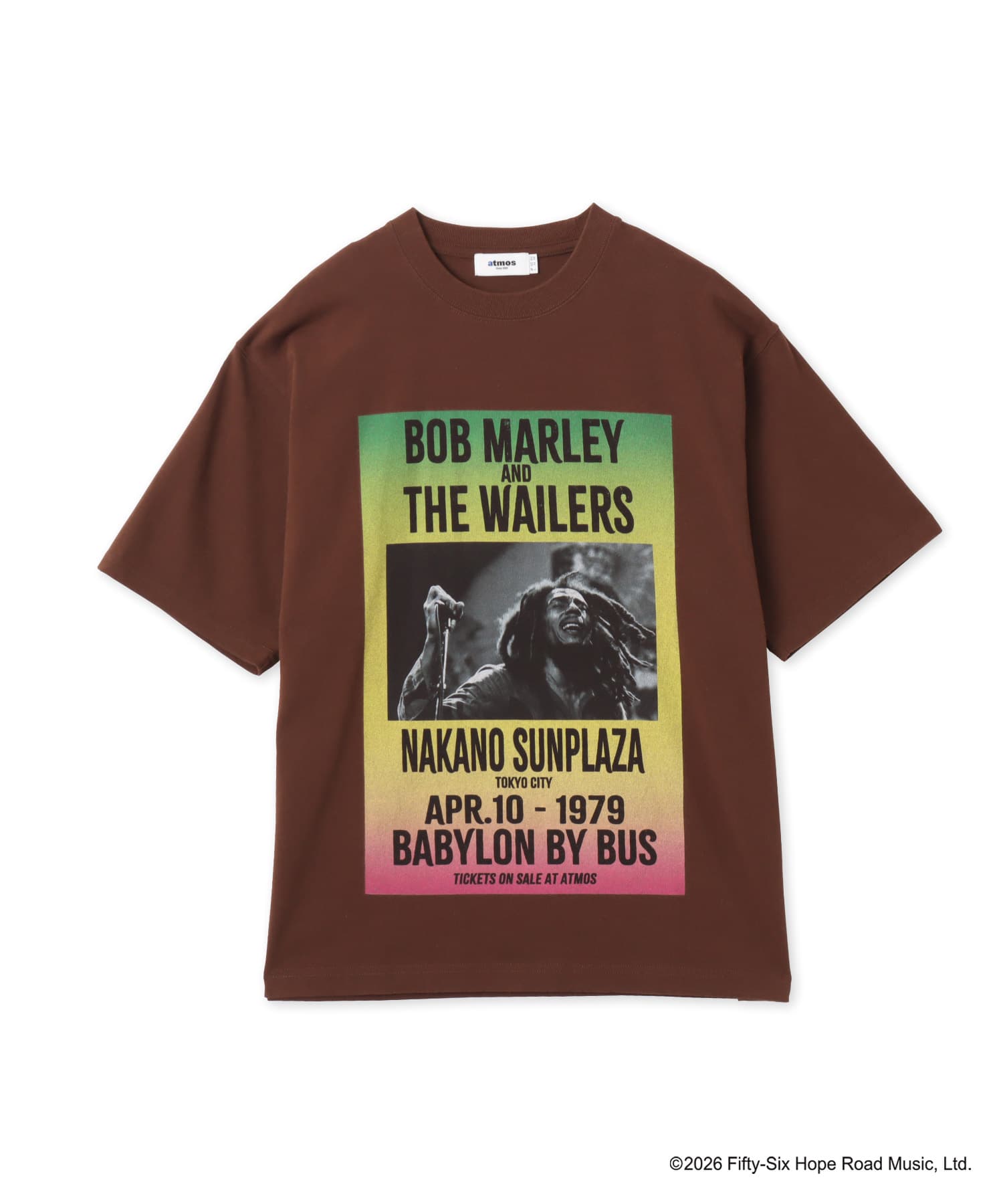 atmos x BOB MARLEY BABYLON BY BUS T-shirt BROWNのメイン画像