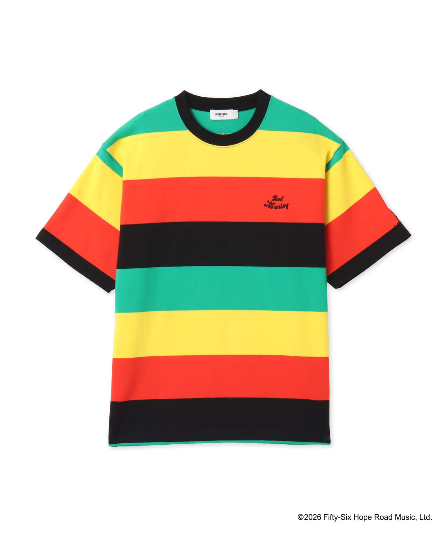 atmos x BOB MARLEY Rasta Colors Border T-shirt MULTIのメイン画像