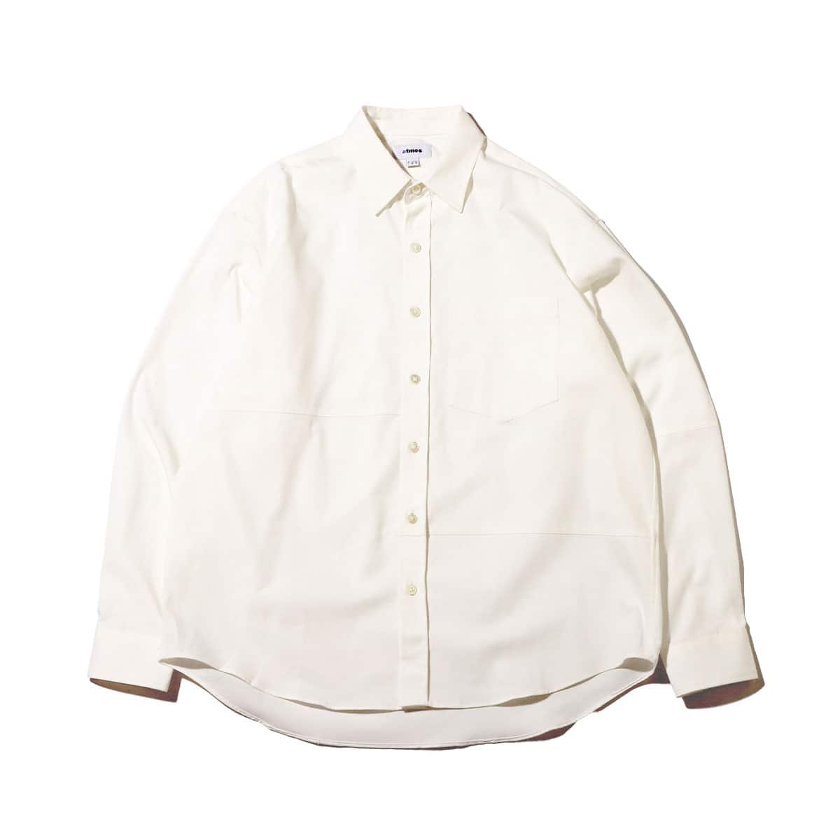 atmos POPLIN PATCHWORK SHIRT WHITEのメイン画像