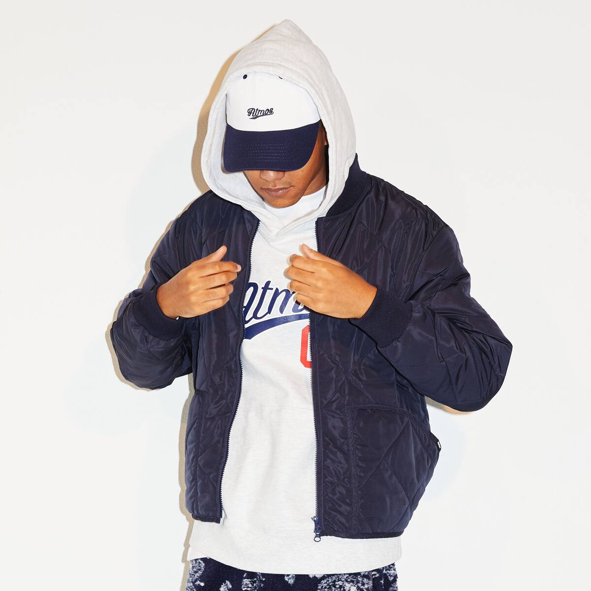 atmos QUILTING JACKET NAVY 21FA-I