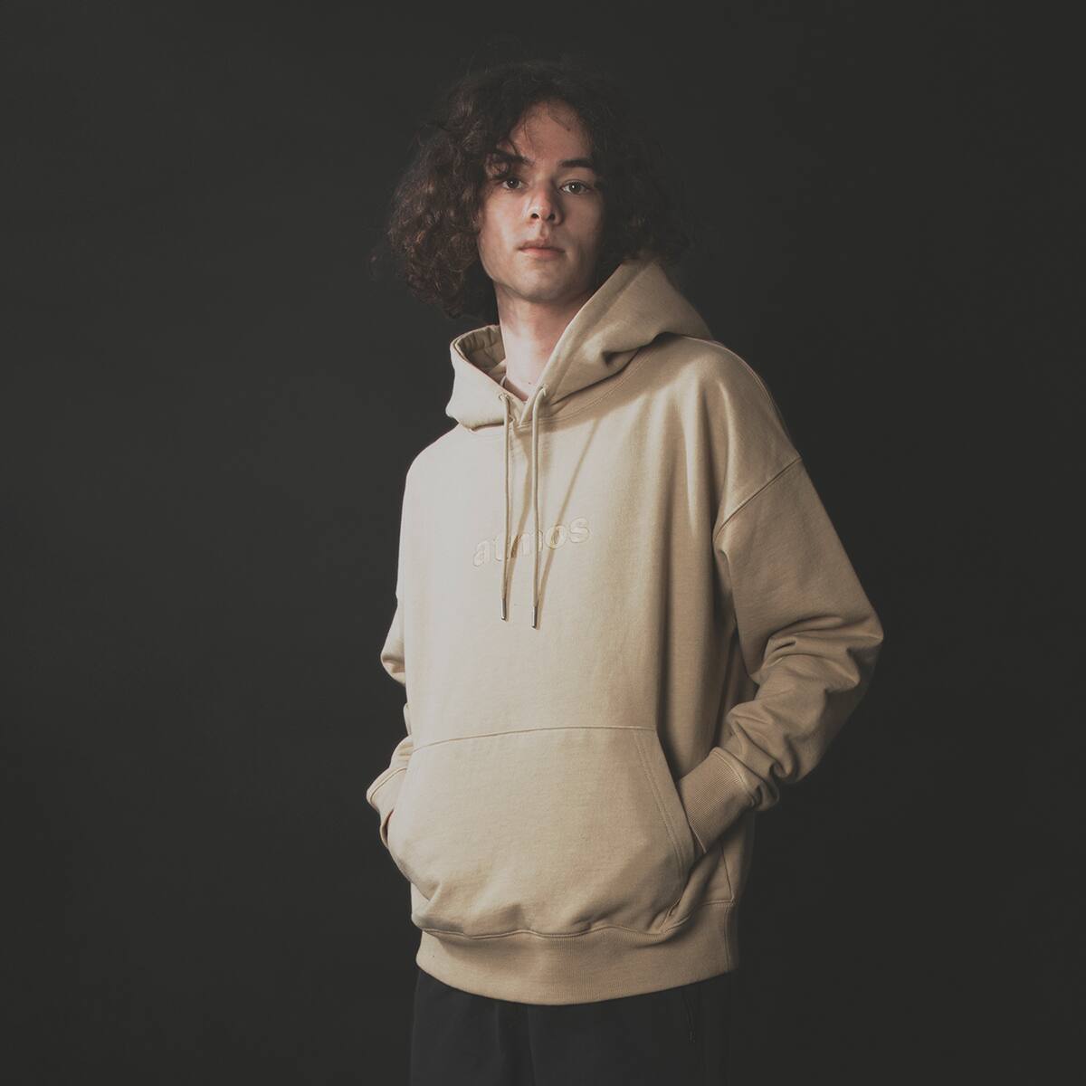 atmos EMBROIDERY LOGO HOODIE BEIGE 21SP-I_photo_large