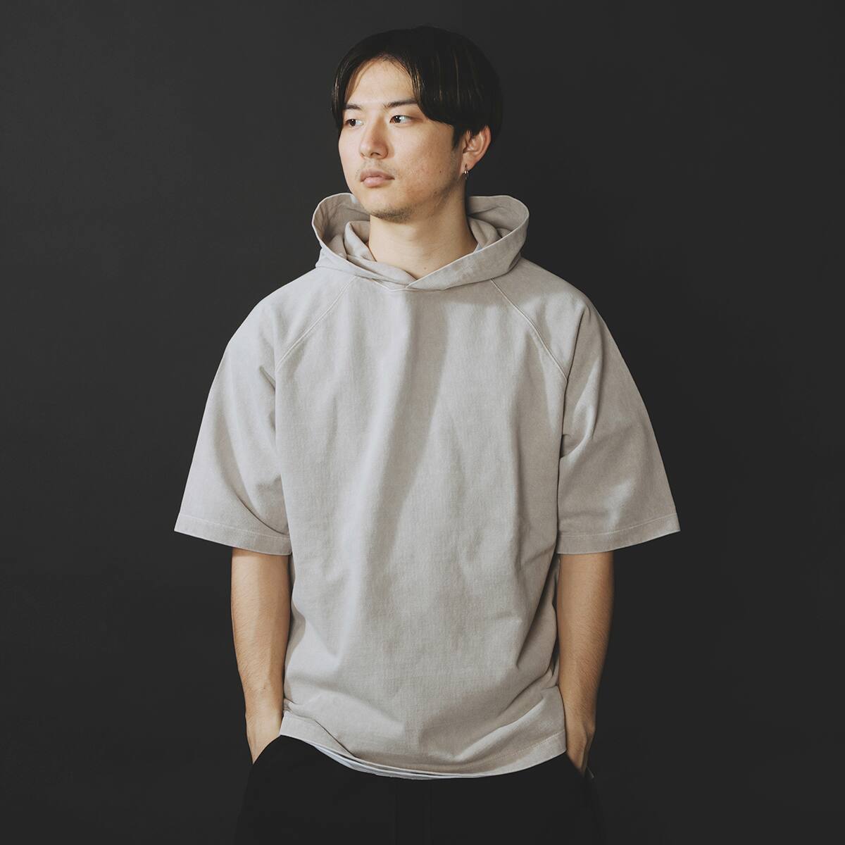 atmos CHEMICAL WASH HALF SLEEVE HOODIE BEIGE 21SP-I_photo_large
