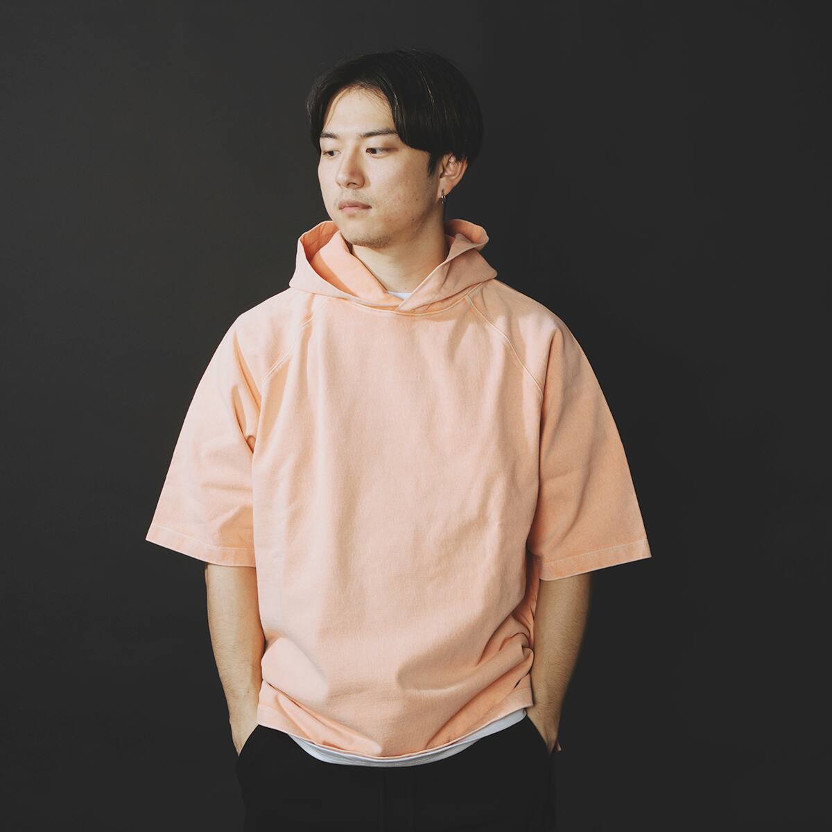 atmos CHEMICAL WASH HALF SLEEVE HOODIE ORANGE 21SP-I_photo_large