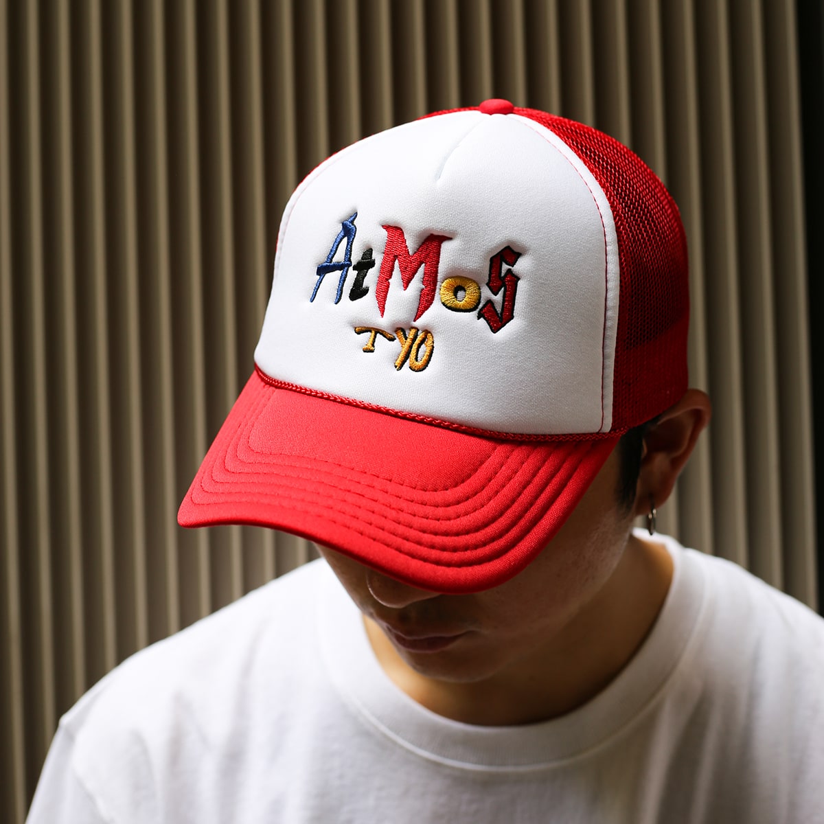 atmos EMBROIDERY MIX LOGO MESH CAP RED 21SU-S_photo_large