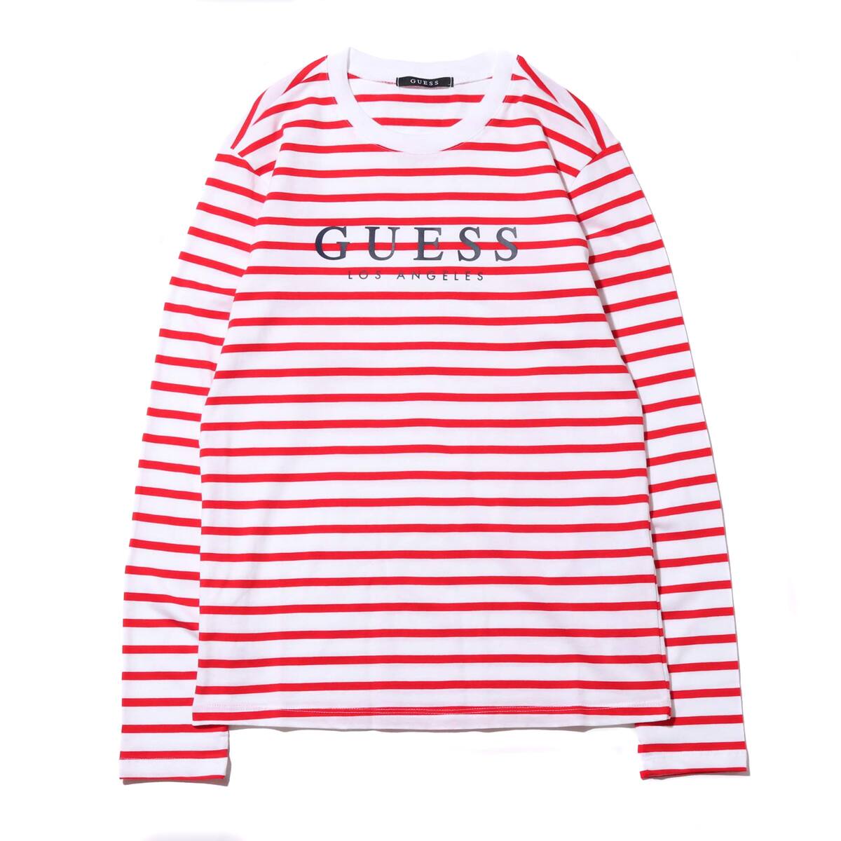 GUESS MEN'S L/SLV TEE SHIRT レッド（ゲス メンズ ロング