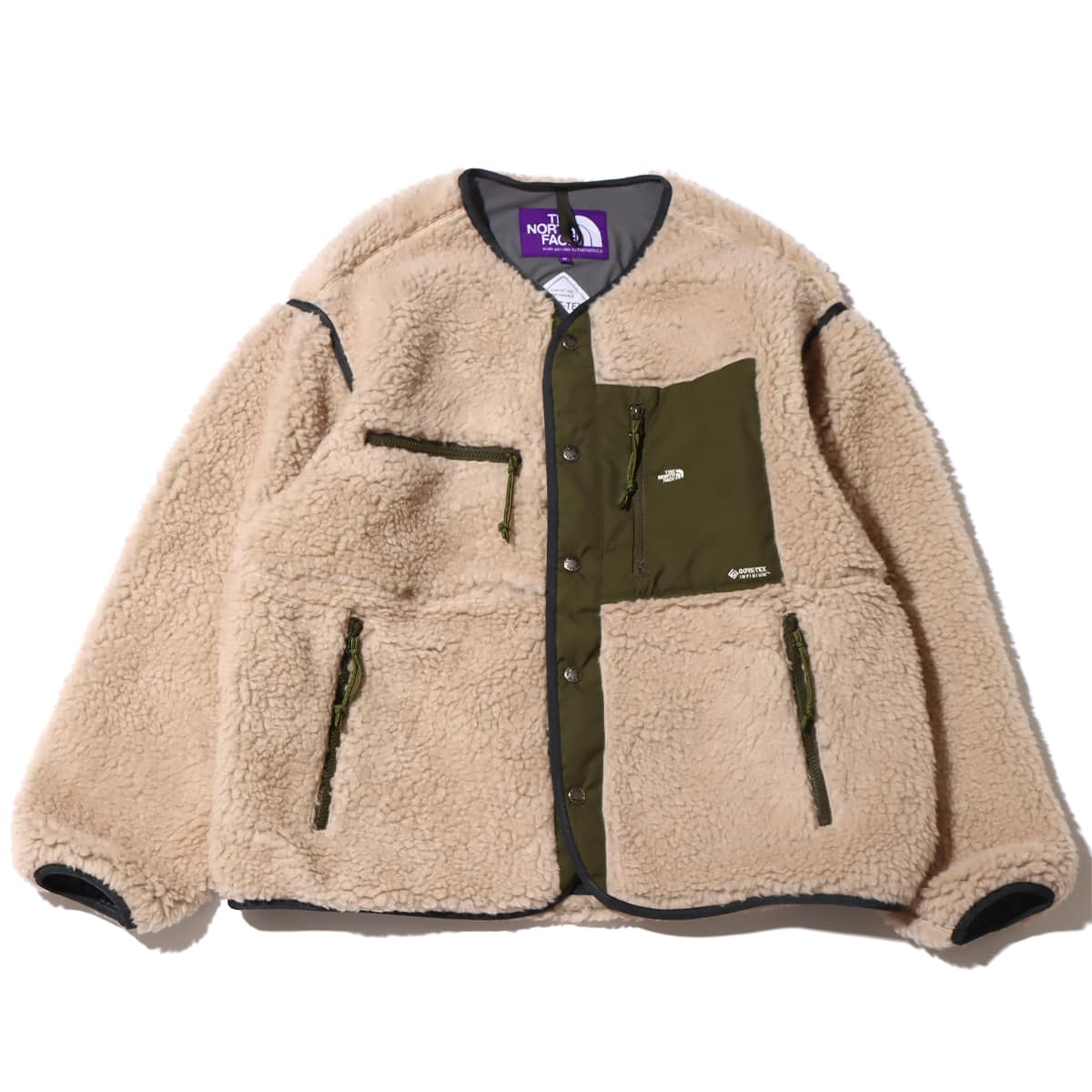 THE NORTH FACE PURPLE LABEL Wool Boa Fleece Field Cardigan Beige 