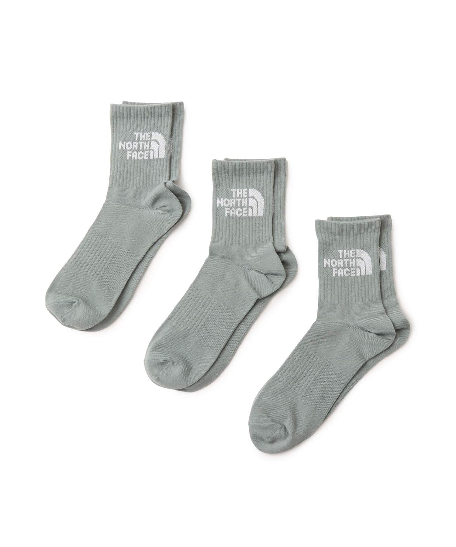 THE NORTH FACE TNF Jacquard Logo 3P Crew メルドグレーxTNFホワイトのメイン画像