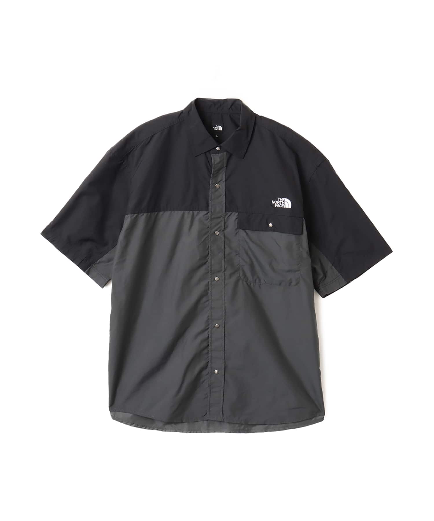 THE NORTH FACE S/S NUPTSE SHIRT ブラックxアスファルトグレー