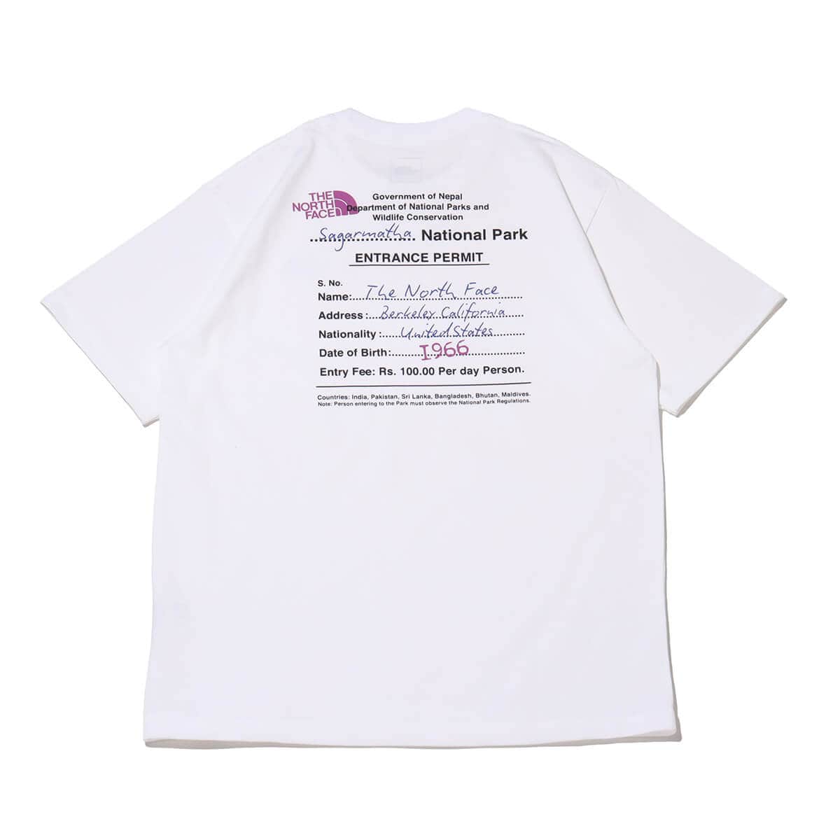 THE NORTH FACE S/S Entrance Permission Tee ホワイトのメイン画像