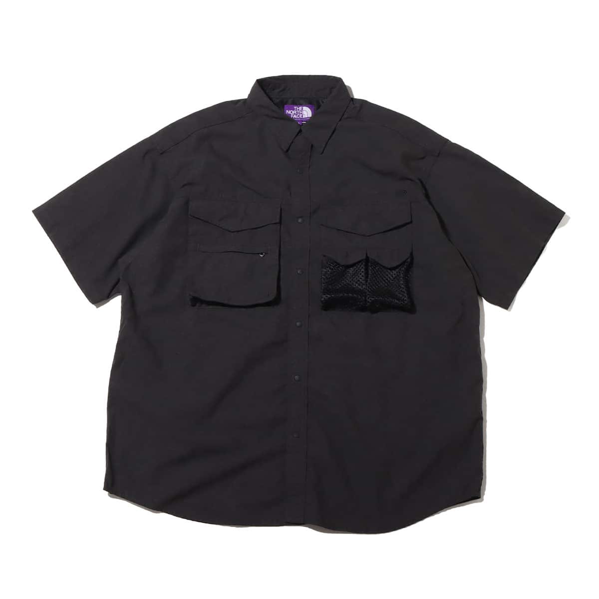 THE NORTH FACE PURPLE LABEL Polyester Linen Field H/S Shirt Black 