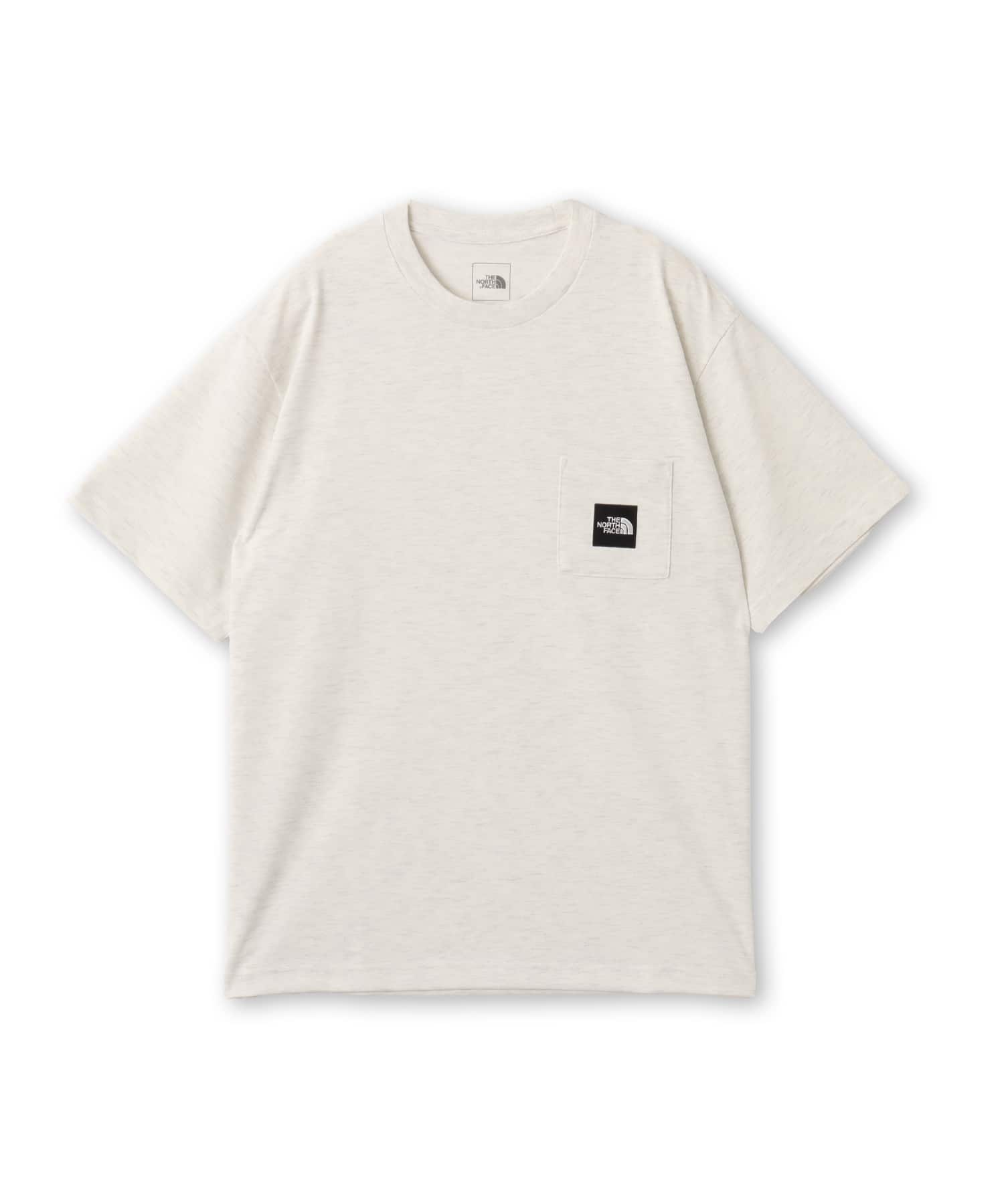 THE NORTH FACE S/S Square Logo Pocket Tee ホワイトミックスグレーのメイン画像