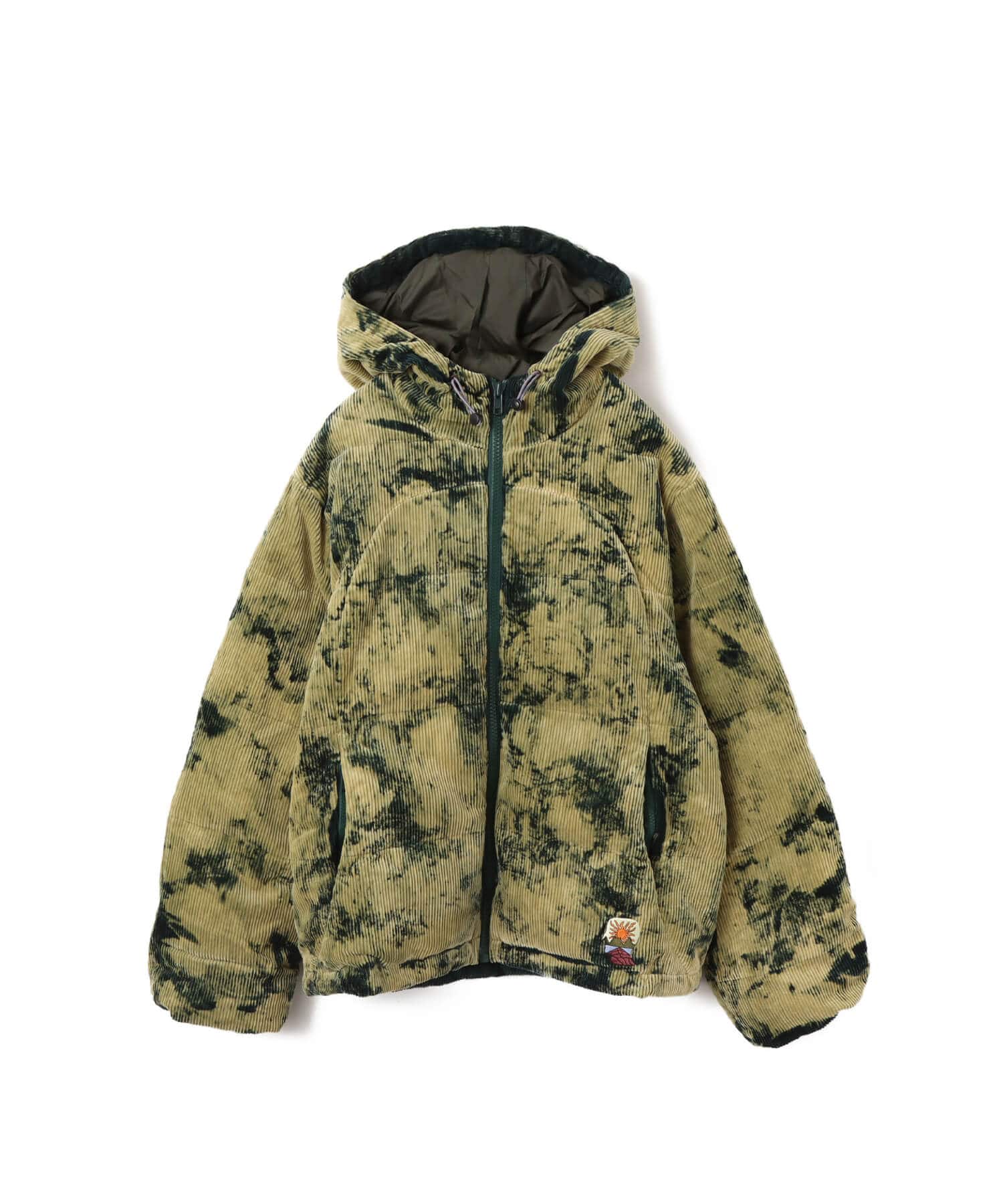 BRAIN DEAD BLEACH DYED DIMENSION PUFFER JACKET OLIVEのメイン画像