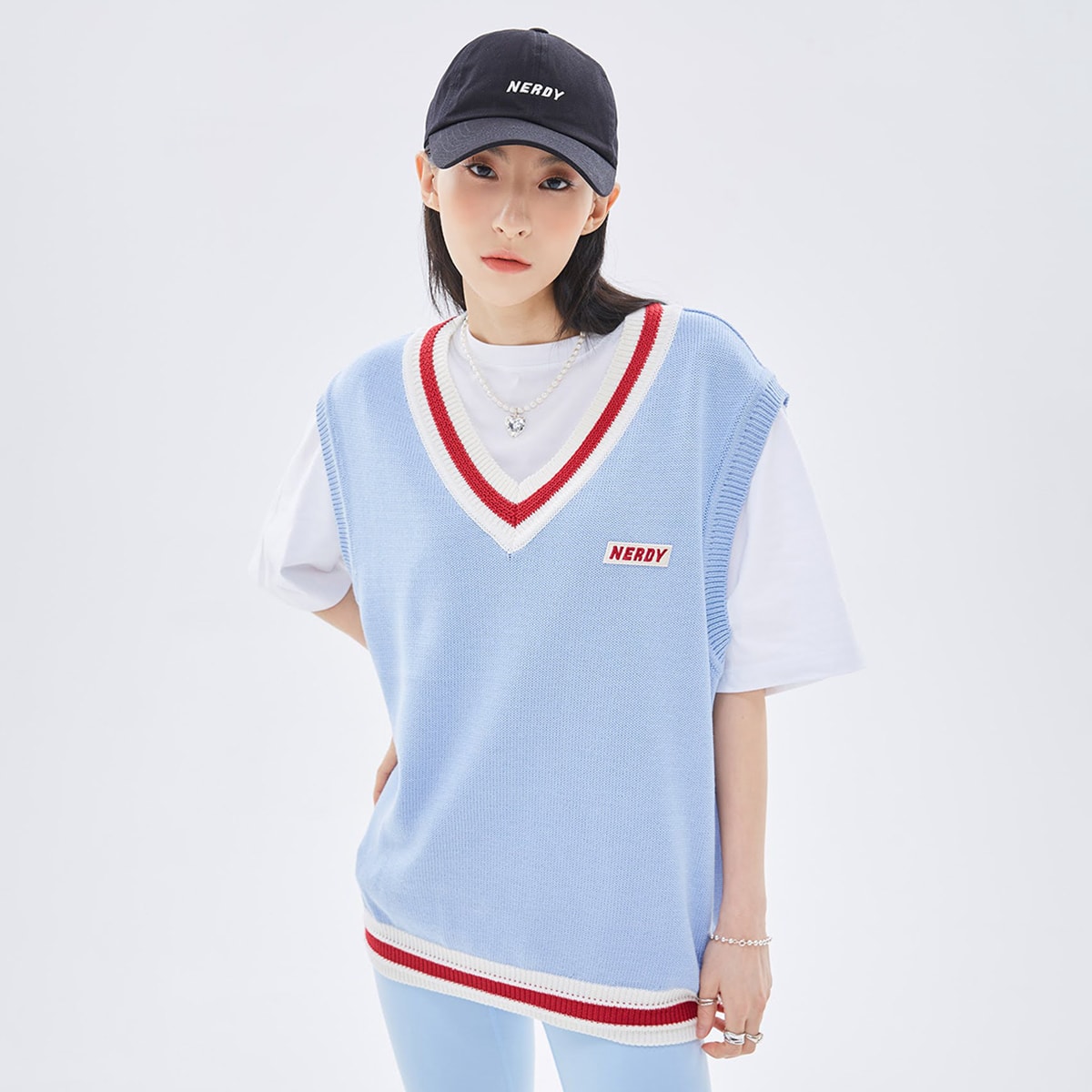 NERDY Essential Sweater Vest SKY BLUE 22SU-Iのメイン画像