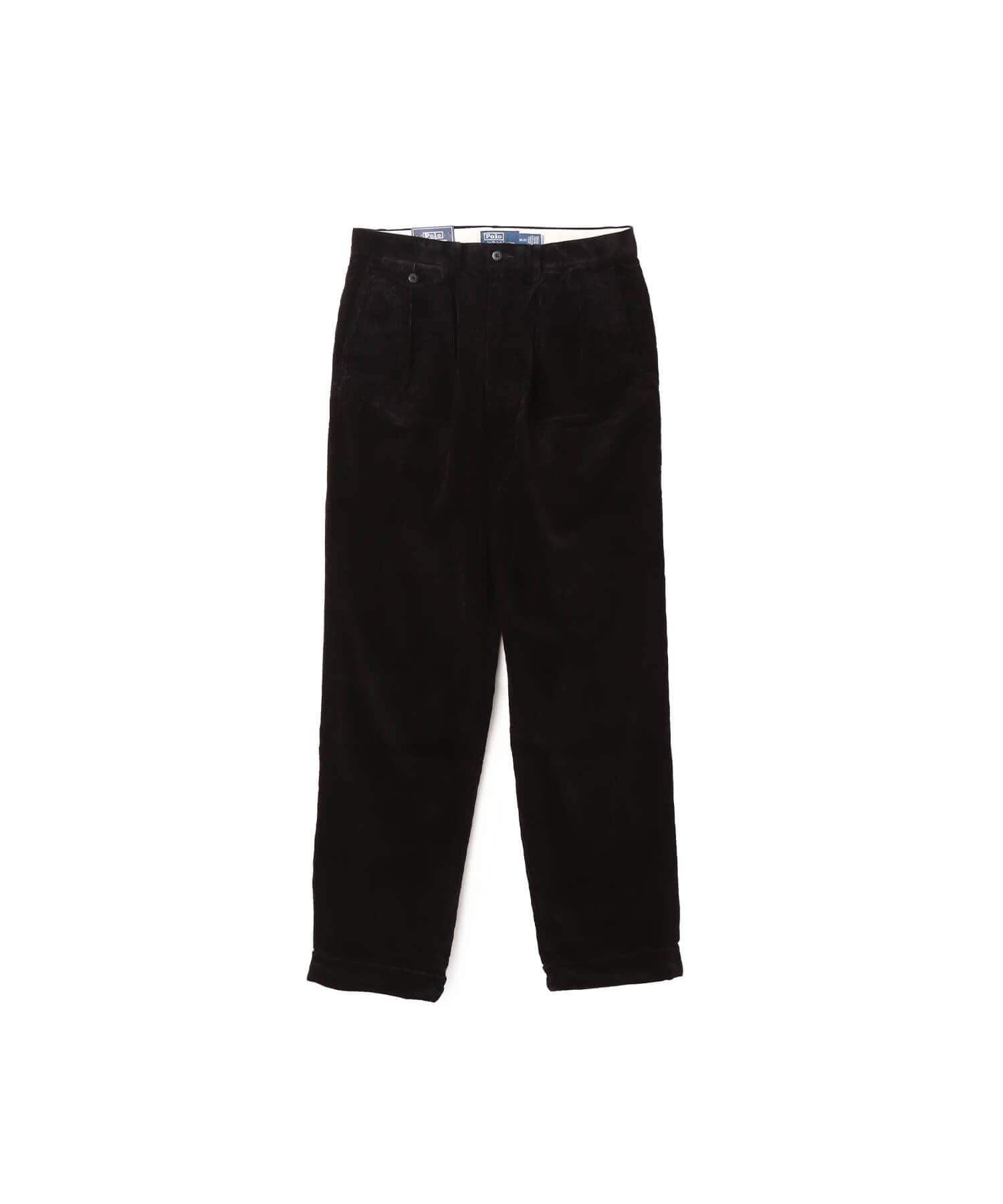 POLO RALPH LAUREN RALAXED FIT CORDUROY WHITMAN CHINO PLEATED PANTS POLO BLACKのメイン画像