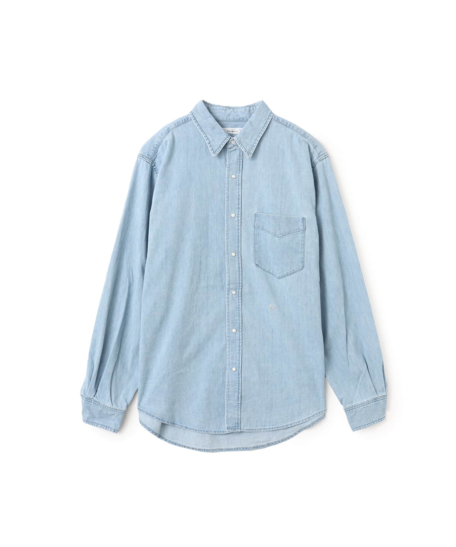 nanamica Regular Collar Light Denim Shirt Indigo Bleach