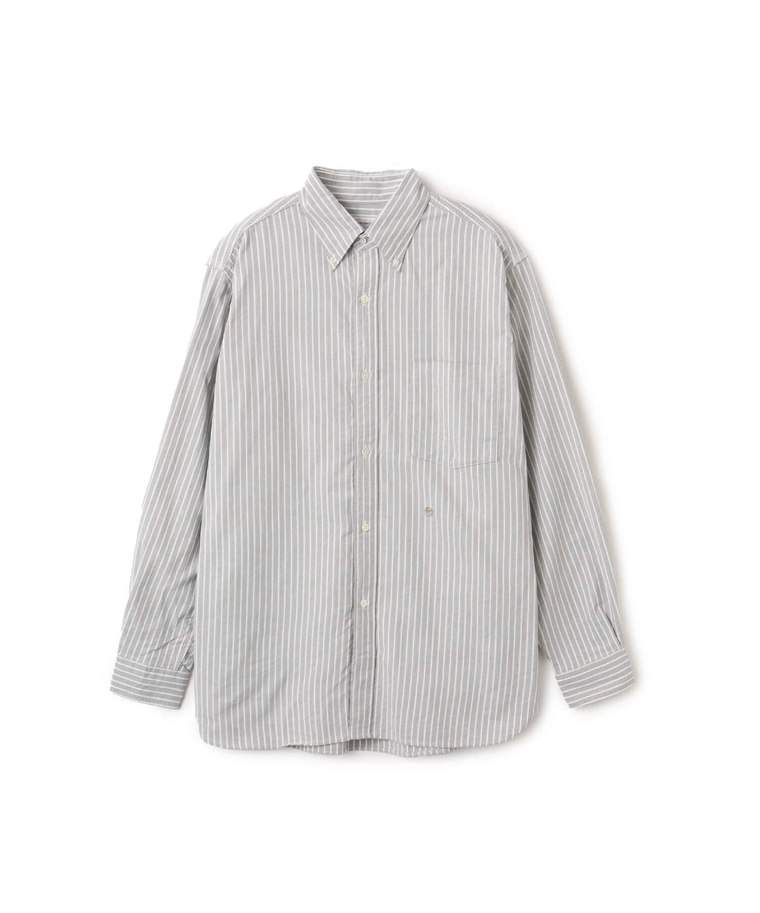 nanamica Button Down Stripe Wind Shirt Brownのメイン画像