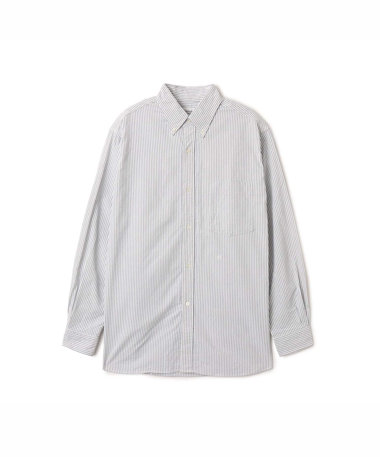 nanamica Button Down Stripe Wind Shirt Navyのメイン画像