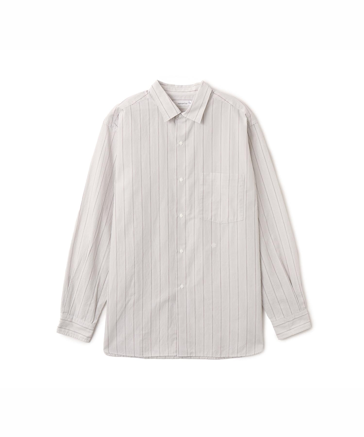 nanamica Regular Collar Stripe Wind Shirt Grayのメイン画像