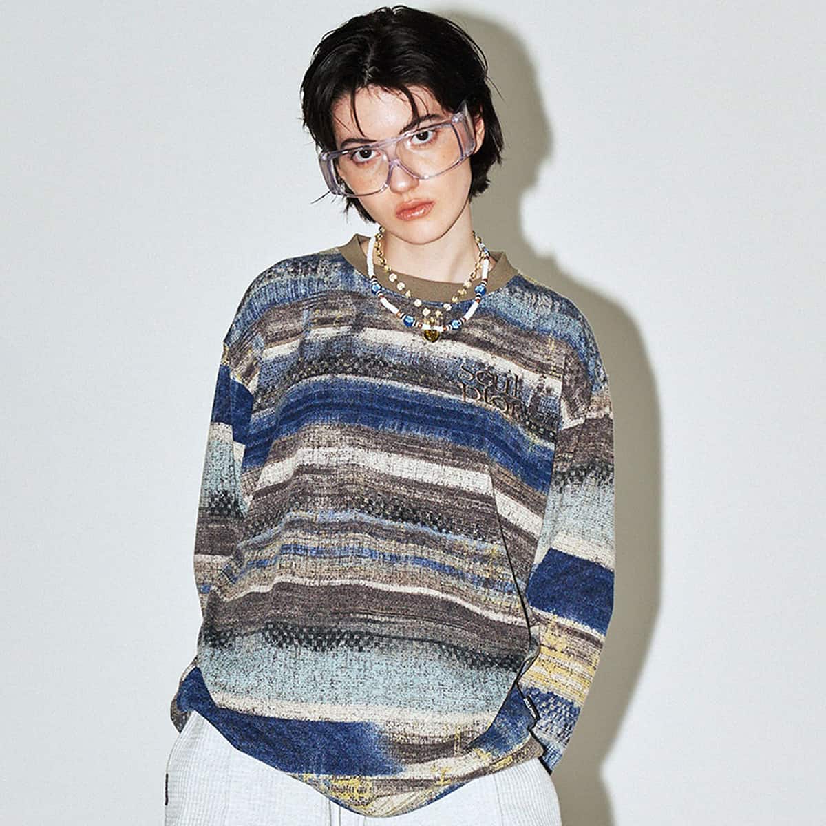 SCULPTOR Ombrer Stripe L/S Tee BLUE 22SU-Iのメイン画像