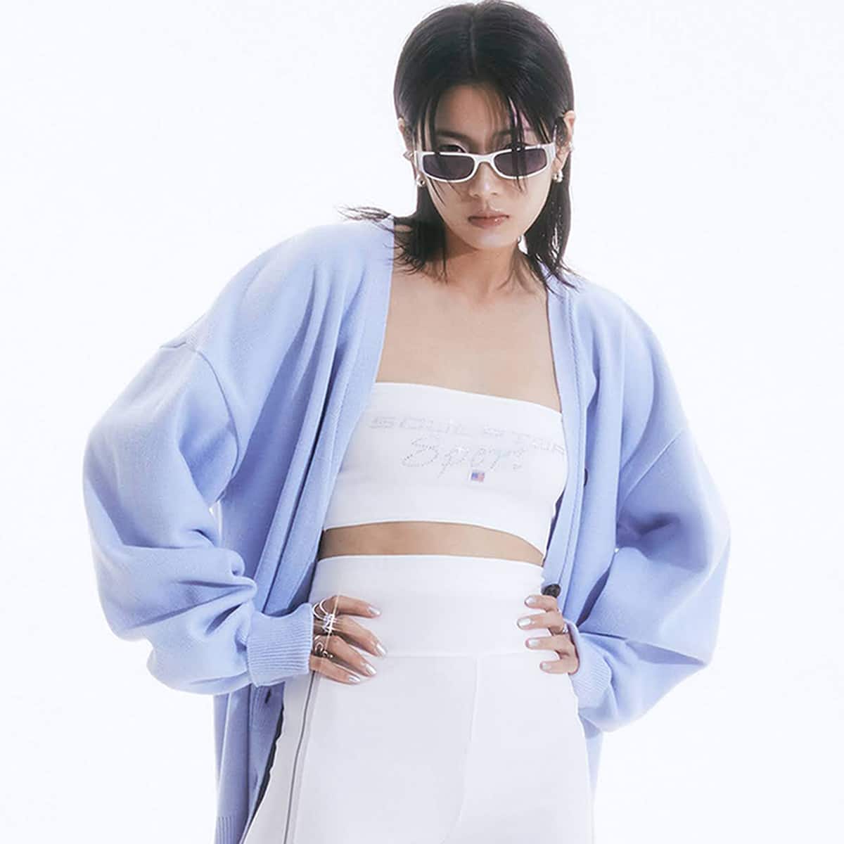SCULPTOR Sports Logo Hotfix Tube Top WHITEのメイン画像