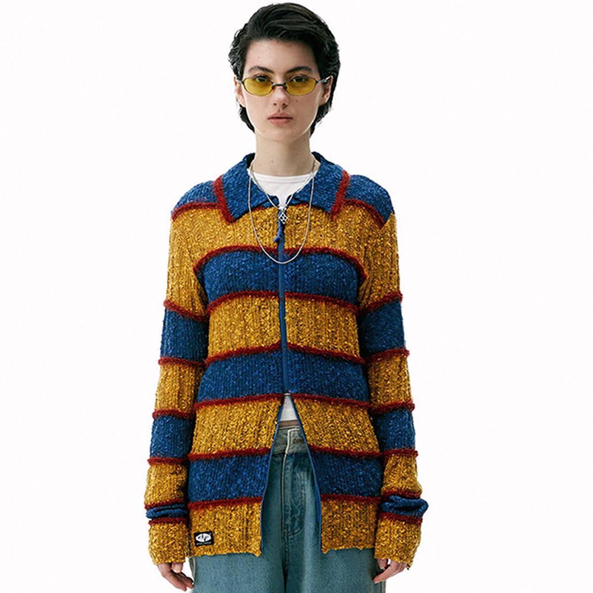 SCULPTOR Mixed Yarn Cllared Cardigan YELLOW 22SU-I