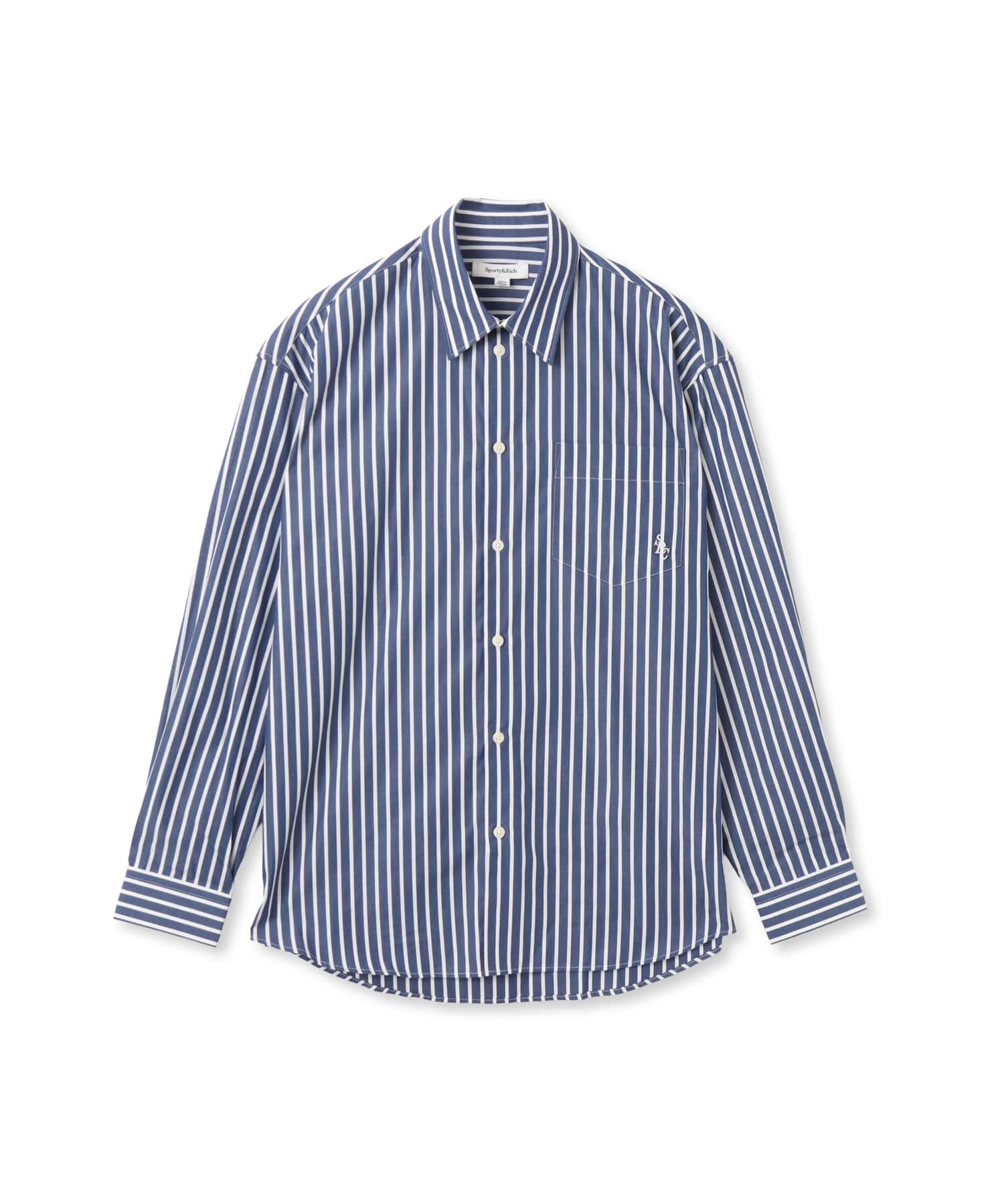 SPORTY＆RICH SRC Oversized Shirt Navy Stripeのメイン画像