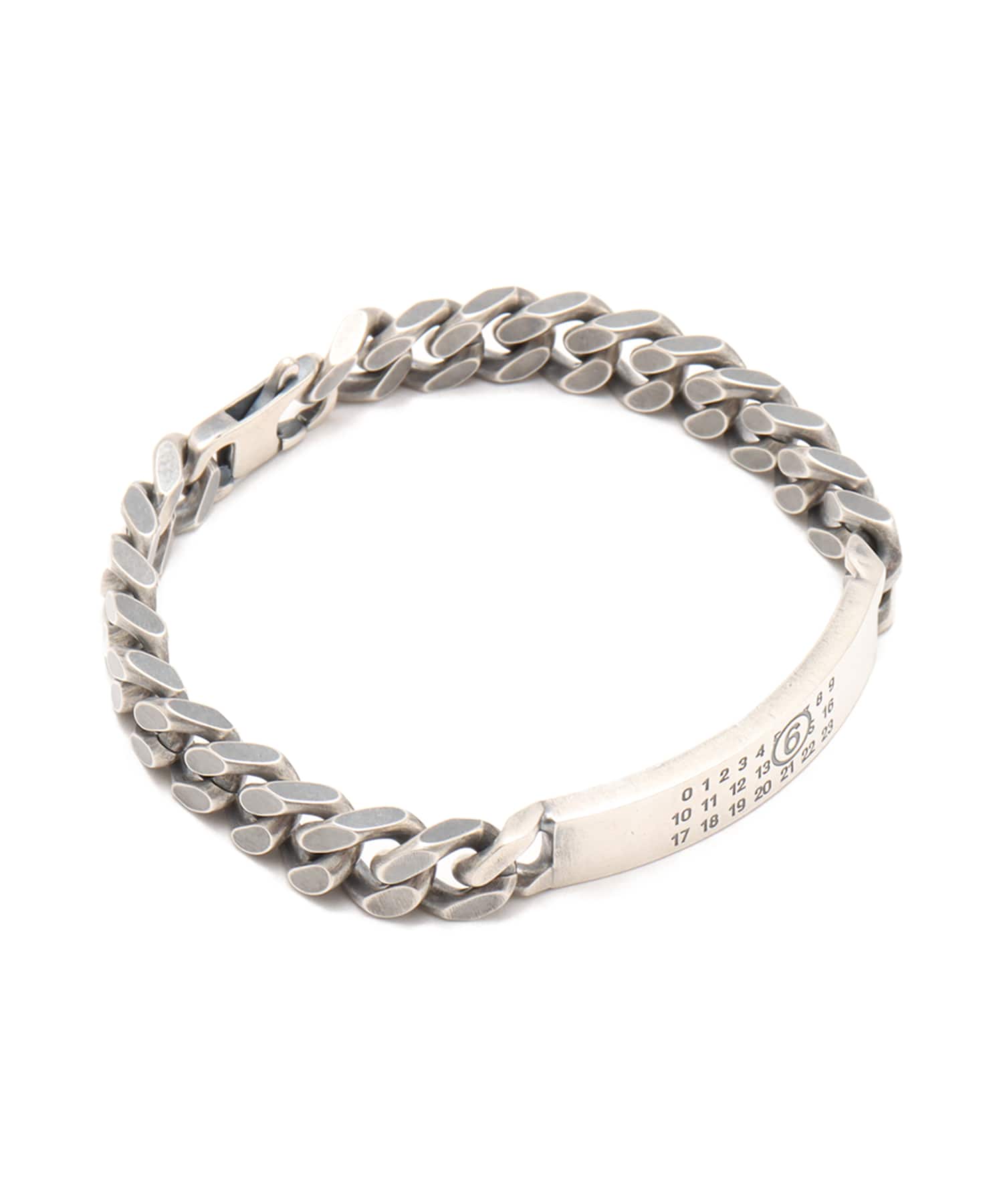 MM6 MINIMAL LOGO ID TAG CURB BRACELET Argento brunitoのメイン画像
