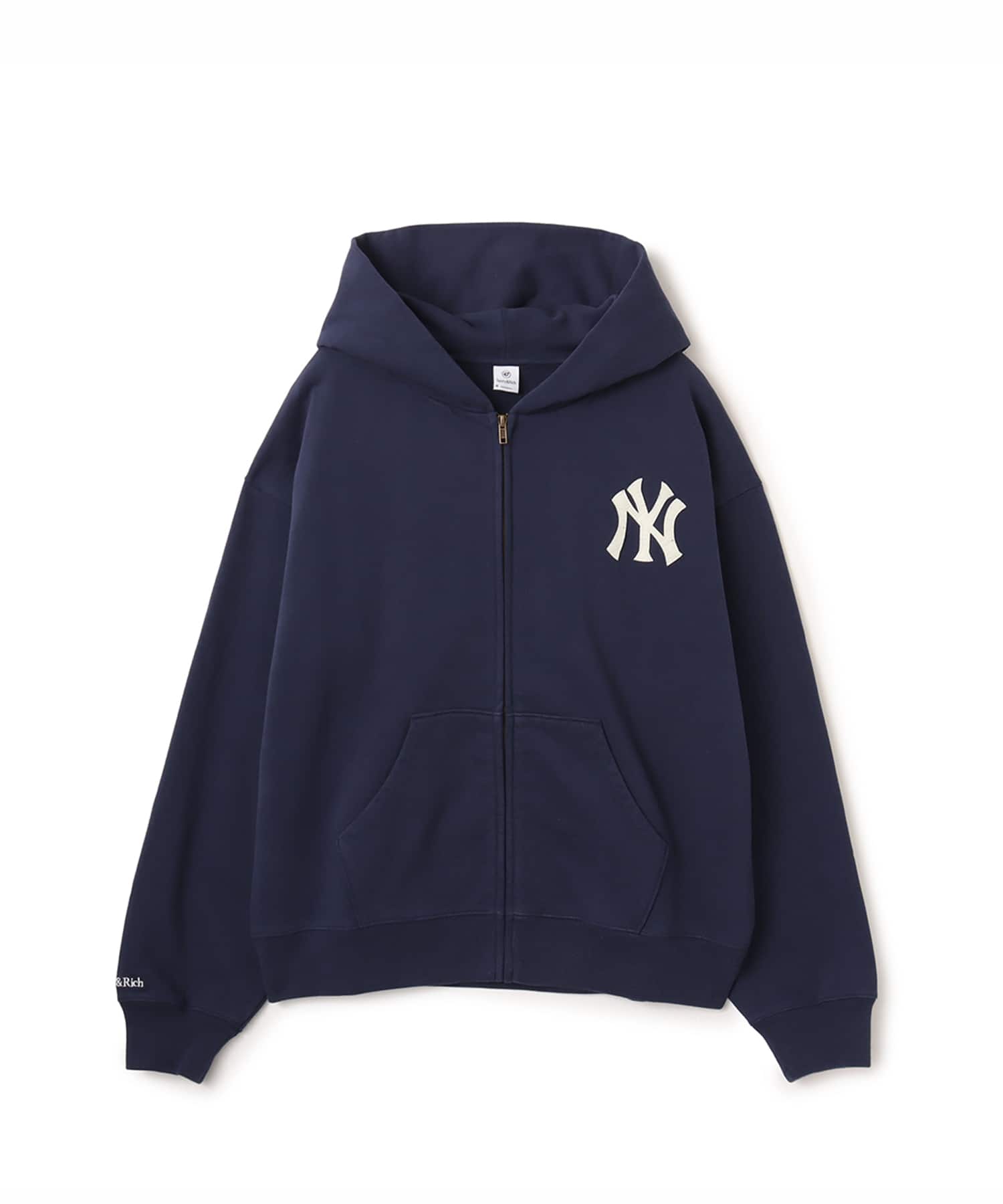 SPORTY＆RICH Heritage Yankees Serif Zip Hoodie Dark Navyのメイン画像