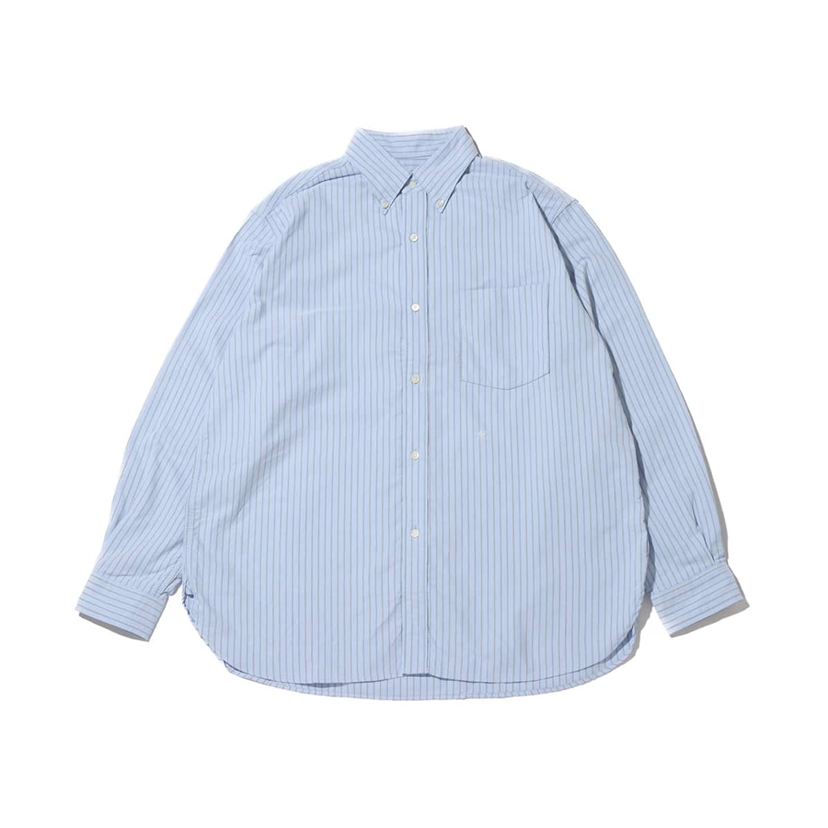 nanamica Button Down Stripe Wind Shirt Sax 23FA-I