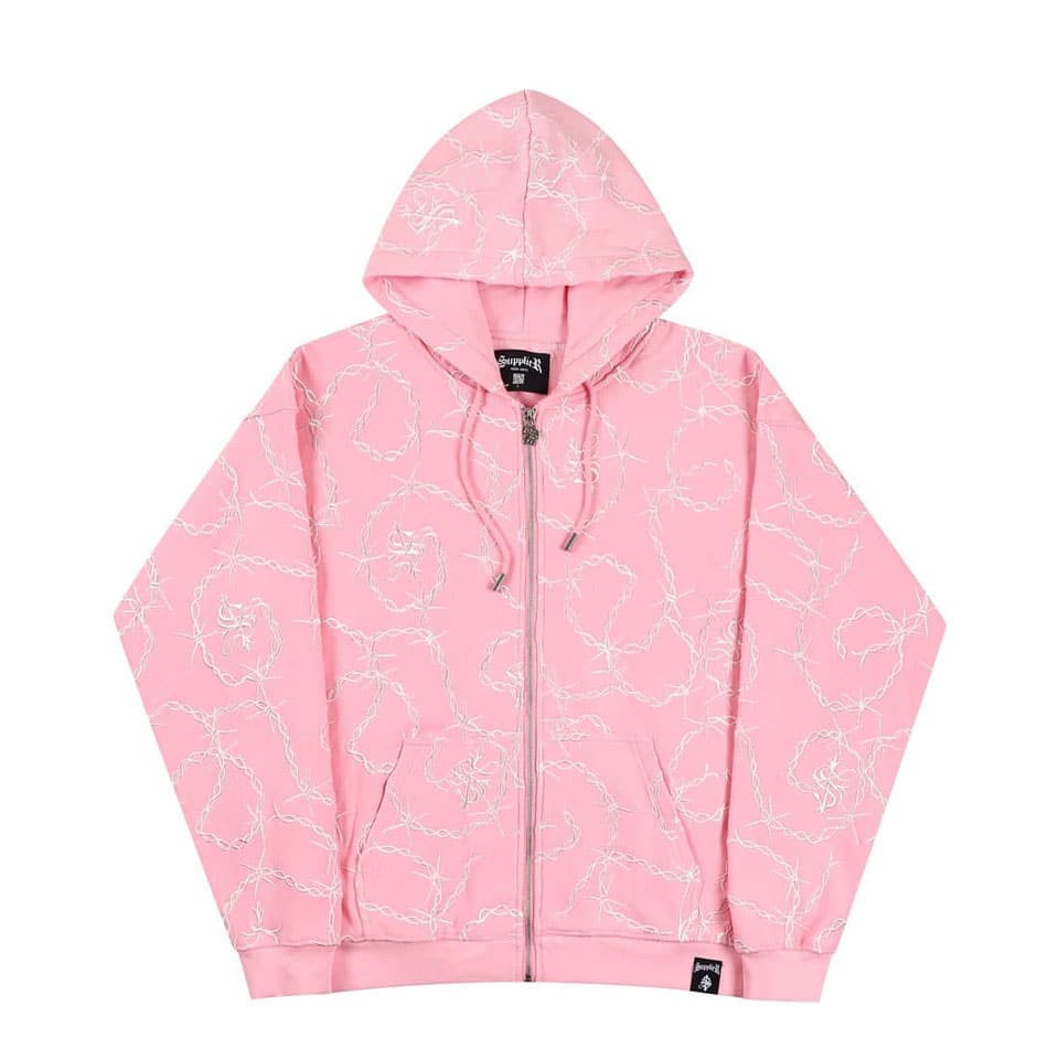 SUPPLIER CROSS CHAIN EMBROIDERY ZIP HOODIE PINK 22SU-I_photo_large
