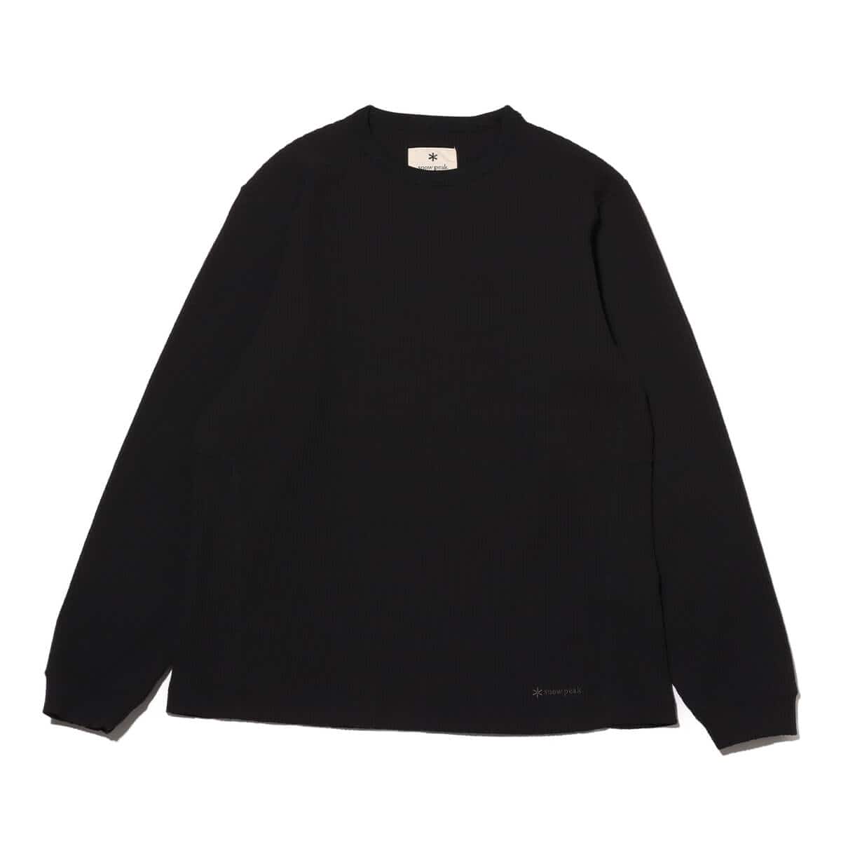 snow peak Dry Waffle Long Sleeve T-Shirt Black 24SP-Iのメイン画像