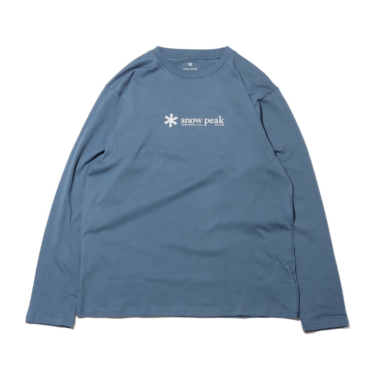 snow peak Soft Cotton Logo Long Sleeve T-Shirt Slateblue 24SP-Iのメイン画像