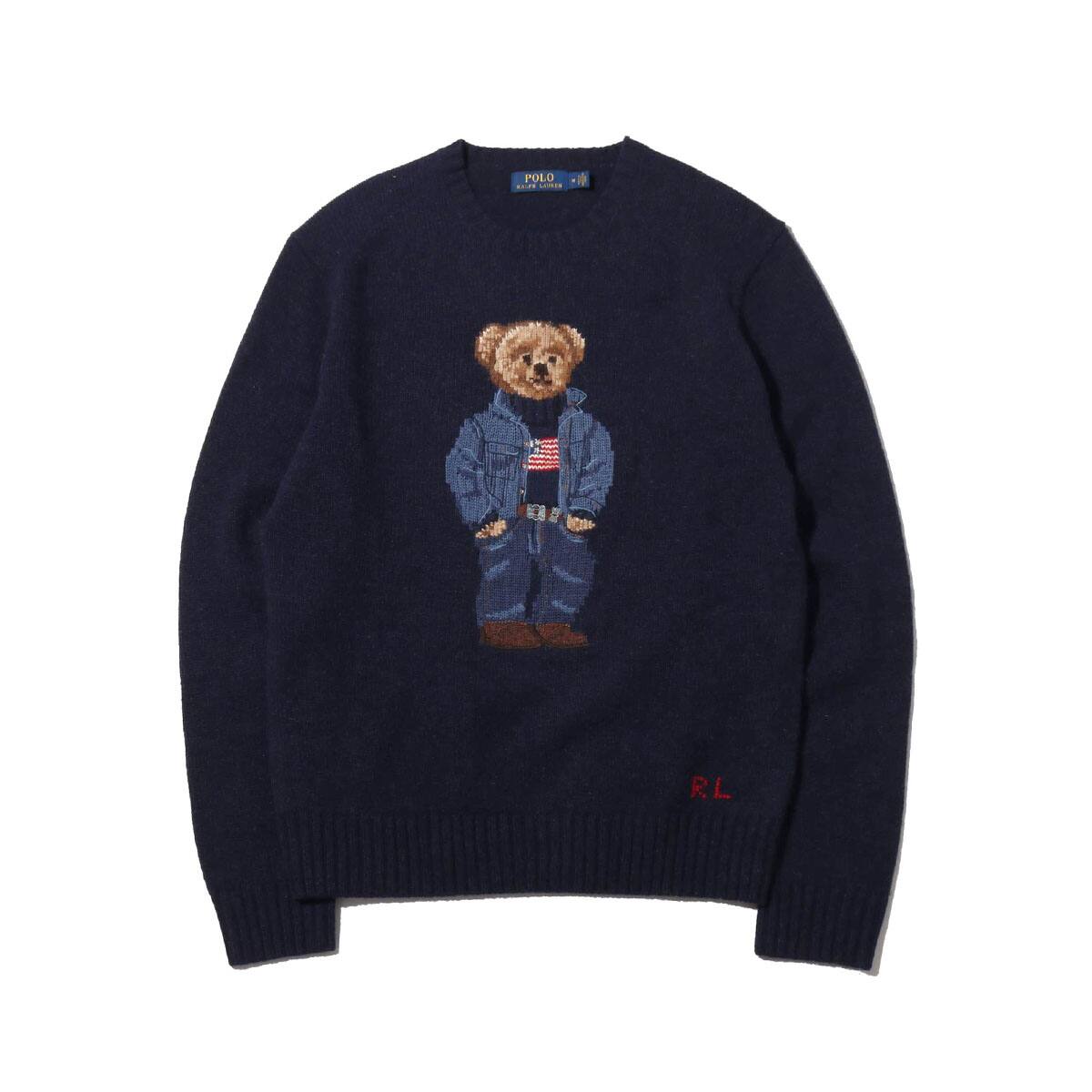 POLO RALPH LAUREN DENIM BEAR-LONG SLEEVE-SWEATER NAVY 18HO-Iのメイン画像
