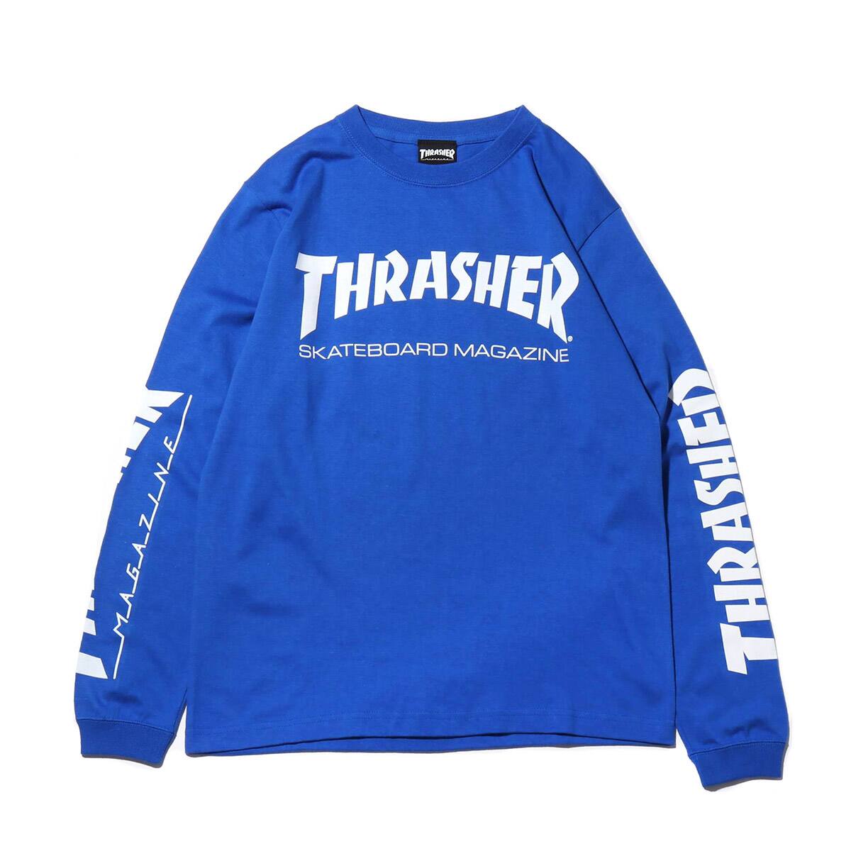 THRASHER MAG SLEEVE L/S TEE ROYAL/WHITE 19SS-I_photo_large