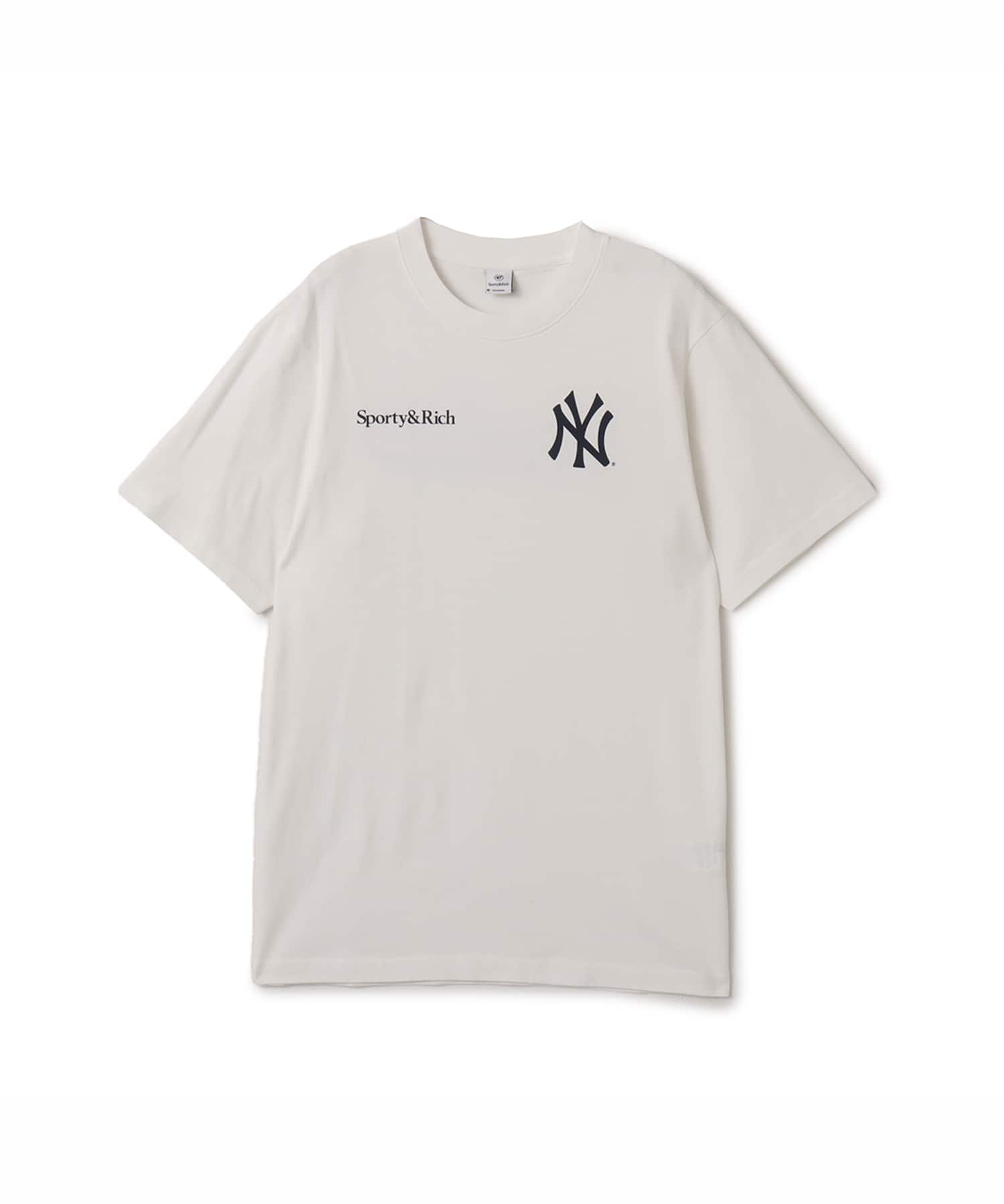 SPORTY＆RICH Yankees Curve T-Shirt Whiteのメイン画像