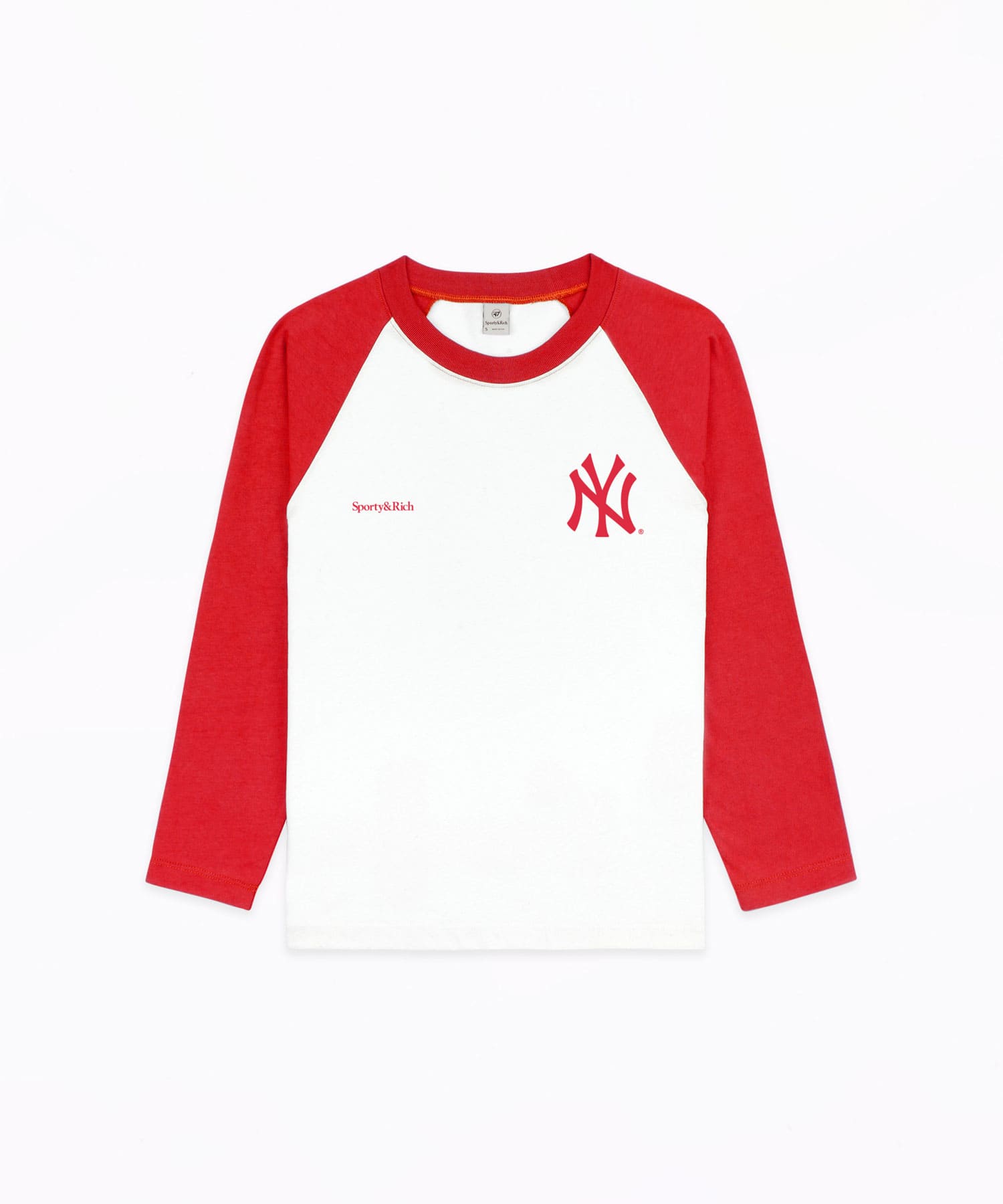 SPORTY＆RICH Yankees Serif Baseball Tee White/Fire redのメイン画像