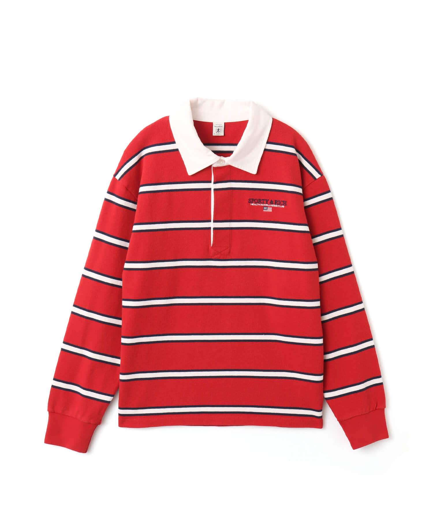 SPORTY＆RICH S&R Nautical Rugby Polo Ruby/Dark Navy/Whiteのメイン画像