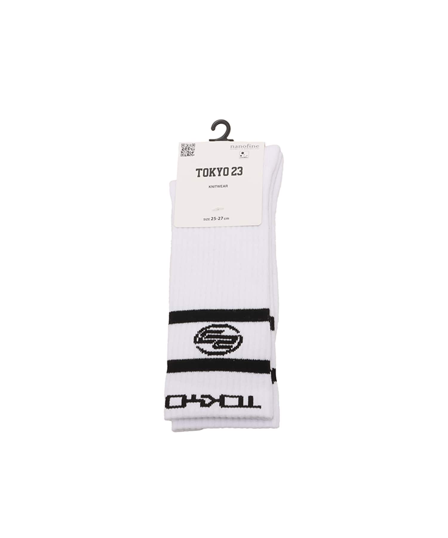 TOKYO 23 COLOR LINE SOCKS WHITE X BLACKのメイン画像