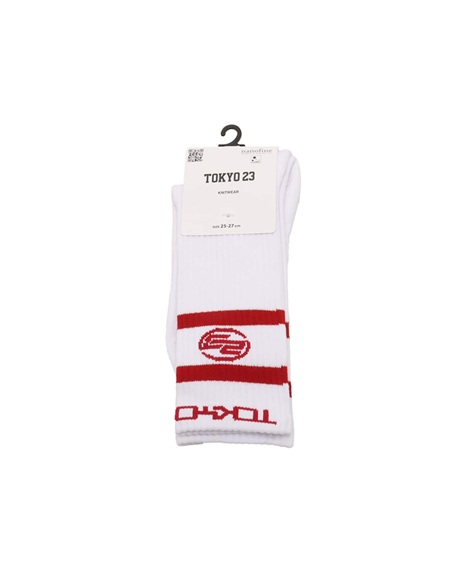 TOKYO 23 COLOR LINE SOCKS WHITE X REDのメイン画像