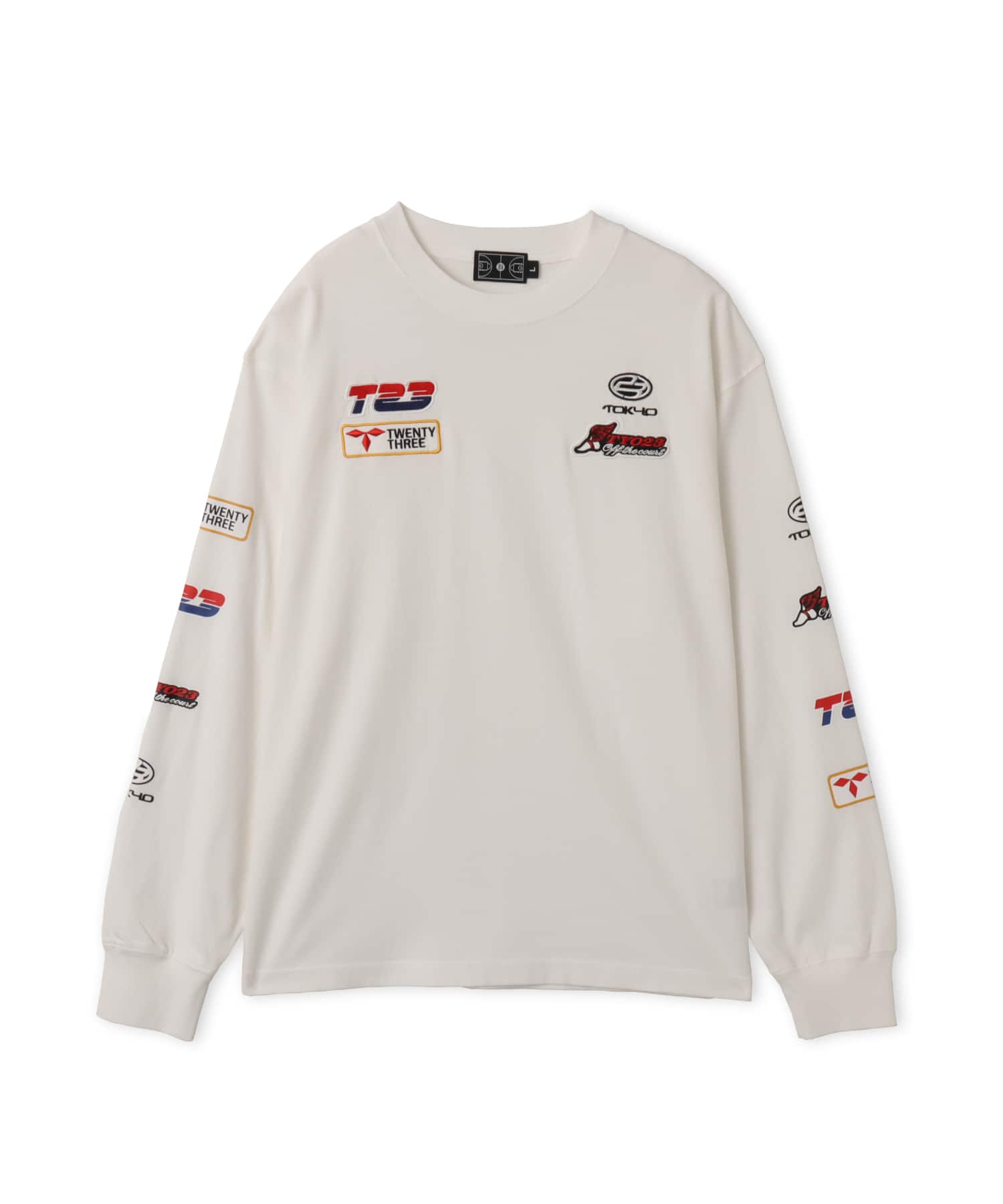 TOKYO 23 Vintage Racing Print LS T-shirt WHITEのメイン画像