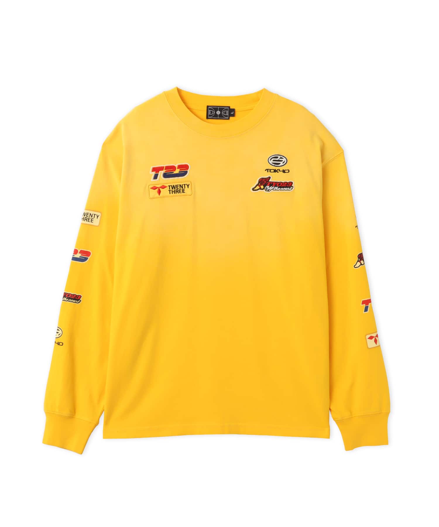 TOKYO 23 Vintage Racing Print LS T-shirt YELLOWのメイン画像
