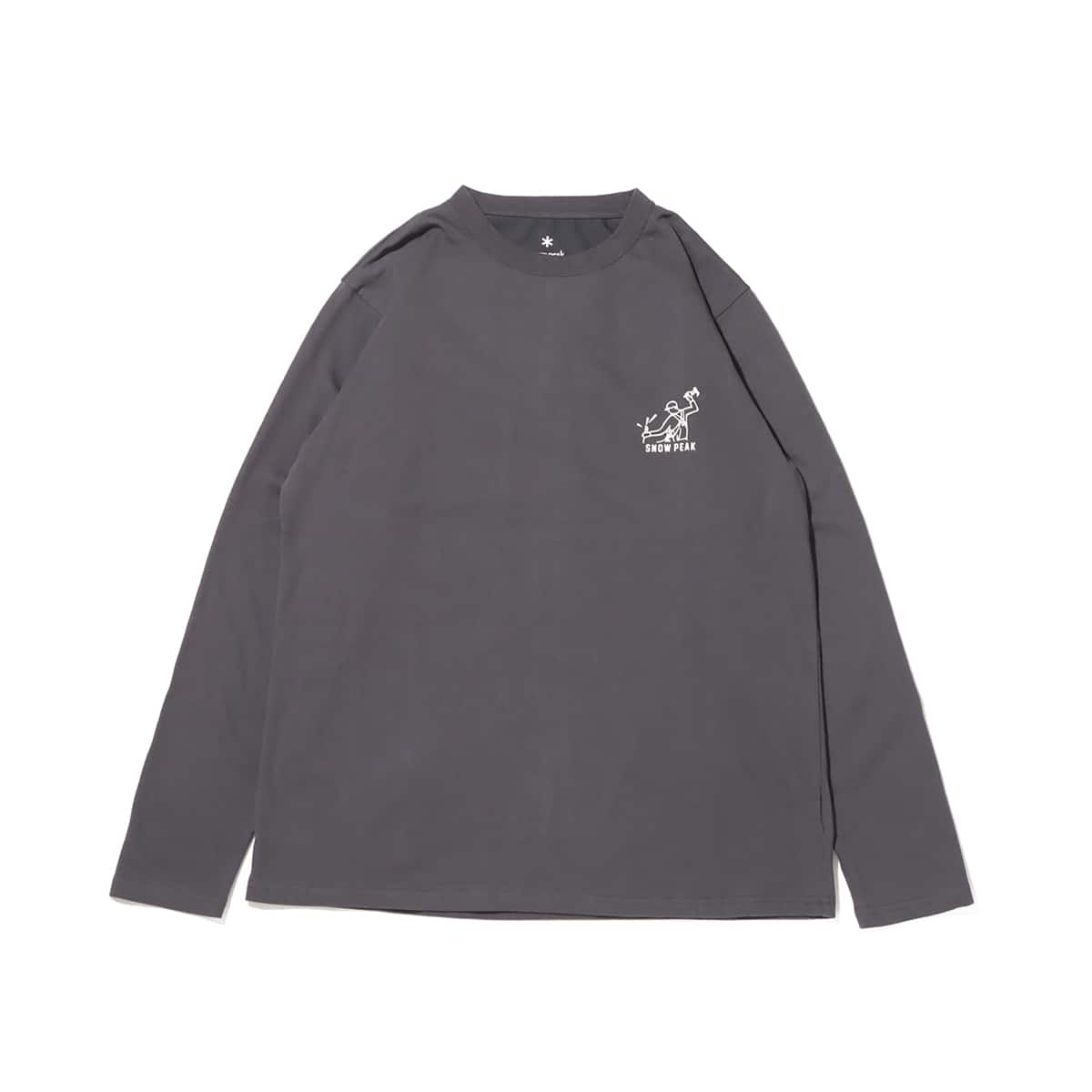 snow peak Foam Printed L/S T shirt Snow Peak Charcoal 23FA-Iのメイン画像