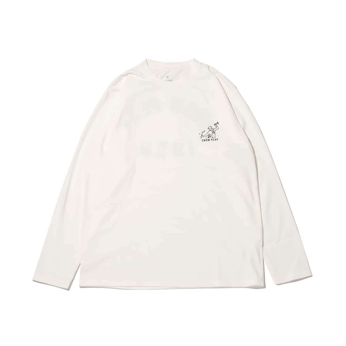 snow peak Foam Printed L/S T shirt Snow Peak White 23FA-Iのメイン画像