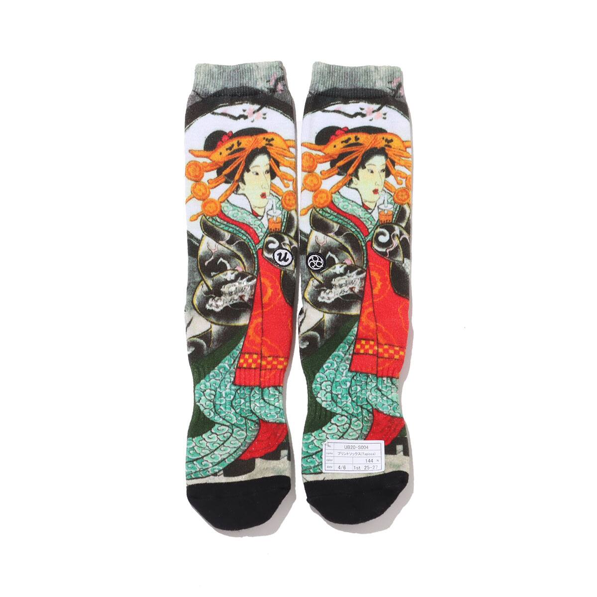 UBIQ “IREZUMI” SOCKS (Tapioca) Designed by Horihiro BLACK 20SP-Iのメイン画像