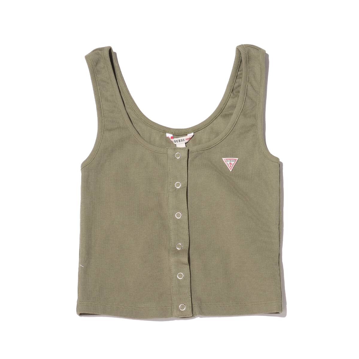 GUESS SL GUESS LOGO CROP TANK KHAKI 21SS-Iのメイン画像
