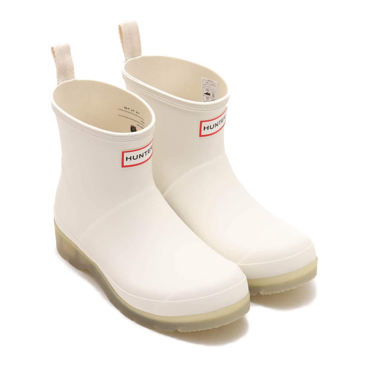 HUNTER WOMENS PLAY SHORT TRANSLUCENT SOLE BOOT Shaded White