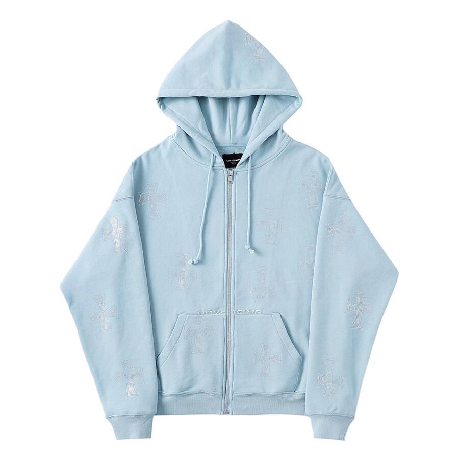 UNKNOWN BLUE CROSS RHINESTONE ZIP UP BLUE 20HO-I_photo_large