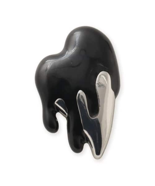 crocs Silver and Black Enamel Heart