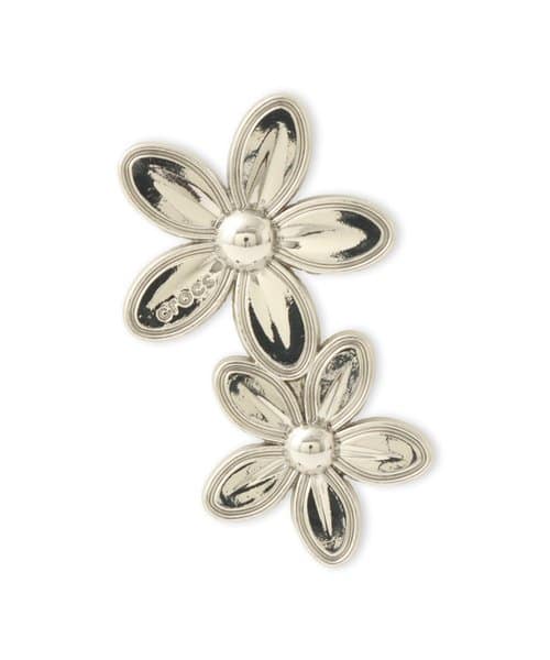crocs Silver Double Flower Cluster