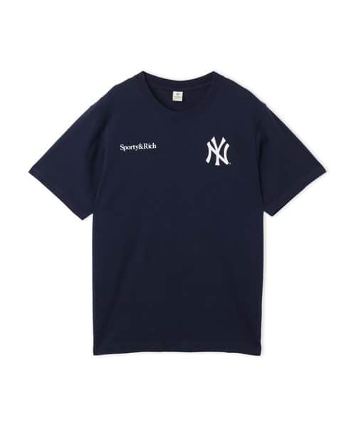 SPORTY＆RICH Yankees Arch Tshirt Dark Navy/White - ネイビー